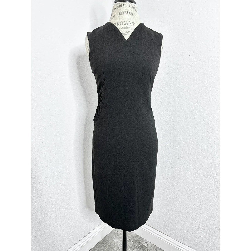 JIL SANDER Black Ruched Dress Women's size 36 Sleeveless Made Italy A-Line